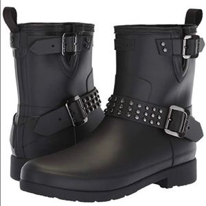 Hunter studded biker boots